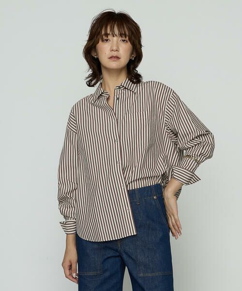 COMME CA PLATINUM / コムサ・プラチナ シャツ・ブラウス | 〔 +サイズ 〕オーガニックキュプラ混 ストライプシャツ | 詳細30