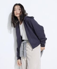 COMME CA PLATINUM / コムサ・プラチナ ブルゾン | 〔 +サイズ 〕ダンボールスエード調 パーカブルゾン