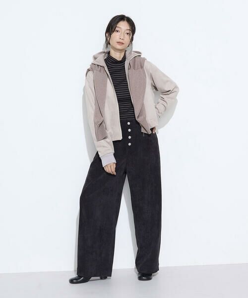COMME CA PLATINUM / コムサ・プラチナ ブルゾン | 〔 +サイズ 〕ダンボールスエード調 パーカブルゾン | 詳細1