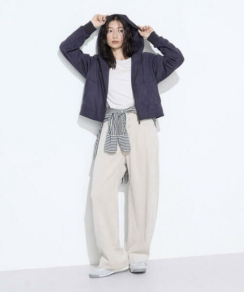 COMME CA PLATINUM / コムサ・プラチナ ブルゾン | 〔 +サイズ 〕ダンボールスエード調 パーカブルゾン | 詳細5