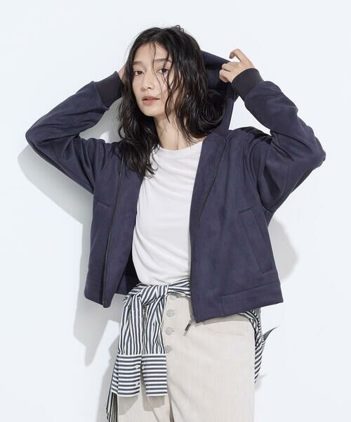 COMME CA PLATINUM / コムサ・プラチナ ブルゾン | 〔 +サイズ 〕ダンボールスエード調 パーカブルゾン | 詳細7