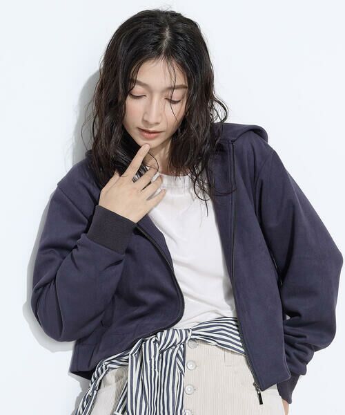 COMME CA PLATINUM / コムサ・プラチナ ブルゾン | 〔 +サイズ 〕ダンボールスエード調 パーカブルゾン | 詳細9