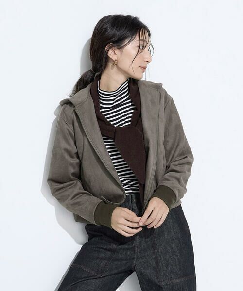 COMME CA PLATINUM / コムサ・プラチナ ブルゾン | 〔 +サイズ 〕ダンボールスエード調 パーカブルゾン | 詳細17