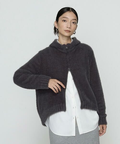 COMME CA PLATINUM/コムサ・プラチナ マイクロナイロンフェザーヤーン パーカ 08:チャコール 9号