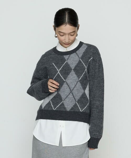 COMME CA PLATINUM / コムサ・プラチナ ニット・セーター | ジャカード アーガイルニットセーター | 詳細4
