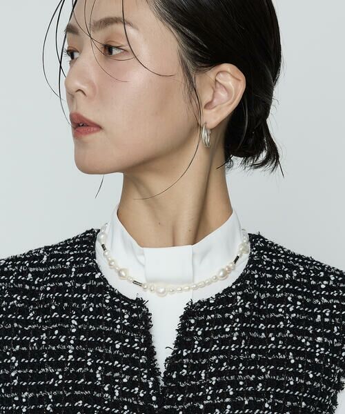 COMME CA PLATINUM / コムサ・プラチナ ベスト | ファンシーツイード キーネックカラージレ | 詳細7