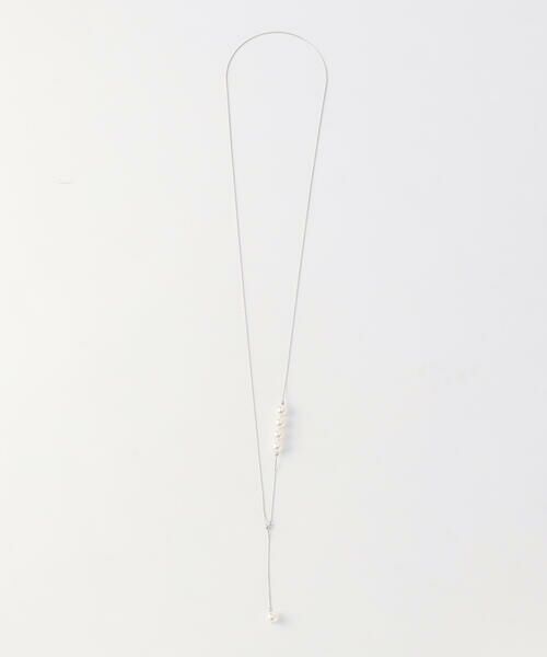 COMME CA PLATINUM / コムサ・プラチナ ネックレス・ペンダント・チョーカー | パールスライド ロングネックレス（01:ホワイト×シルバー）