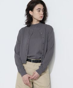 COMME CA PLATINUM / コムサ・プラチナ カーディガン・ボレロ | コットンダルストレッチ ケーブルカーディガン
