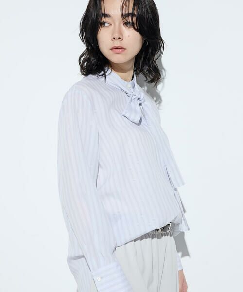 COMME CA PLATINUM / コムサ・プラチナ シャツ・ブラウス | リヨセルストライプ ボウタイブラウス | 詳細2