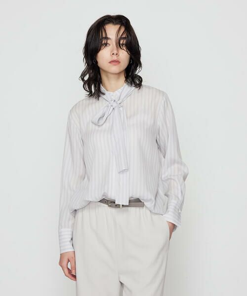 COMME CA PLATINUM / コムサ・プラチナ シャツ・ブラウス | リヨセルストライプ ボウタイブラウス | 詳細5