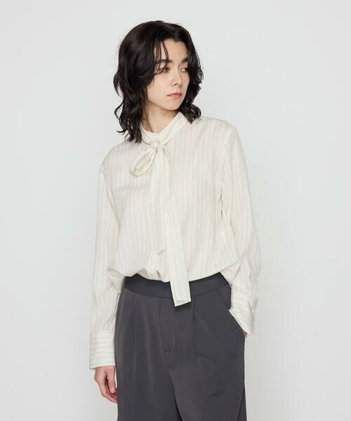 COMME CA PLATINUM / コムサ・プラチナ シャツ・ブラウス | リヨセルストライプ ボウタイブラウス | 詳細14