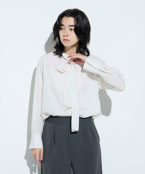 COMME CA PLATINUM / コムサ・プラチナ シャツ・ブラウス | リヨセルストライプ ボウタイブラウス | 詳細8
