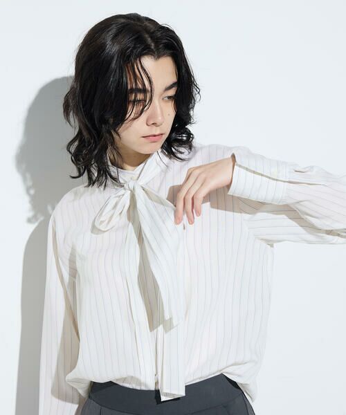 COMME CA PLATINUM / コムサ・プラチナ シャツ・ブラウス | リヨセルストライプ ボウタイブラウス | 詳細9