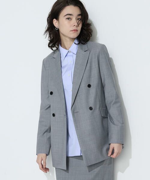 COMME CA PLATINUM / コムサ・プラチナ テーラードジャケット | 【セットアップ対応】ストレッチトロ ダブルジャケット（04:トップグレー）