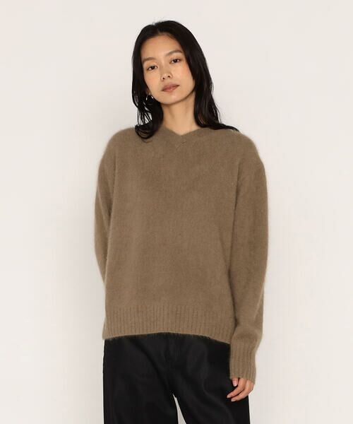 COMME CA PLATINUM / コムサ・プラチナ ニット・セーター | ラクーンシルク Vネックプルオーバー（16:キャメル）