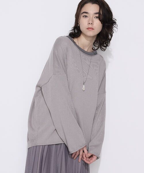 COMME CA PLATINUM / コムサ・プラチナ ニット・セーター | 綿/ポリエステル天竺編 ニットプルオーバー(03:ライトグレー)