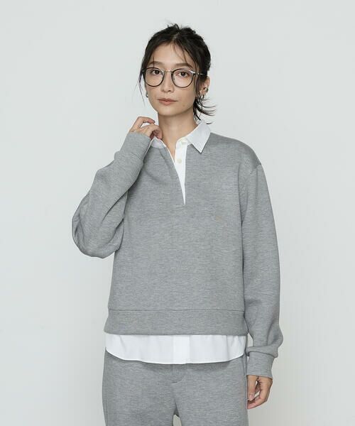 COMME CA PLATINUM / コムサ・プラチナ カットソー | レーヨンミックスダンボール プルオーバー(04:杢グレー)
