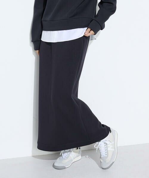 COMME CA PLATINUM / コムサ・プラチナ ロング・マキシ丈スカート | レーヨンミックスダンボール ナロースカート(09:ネイビー)