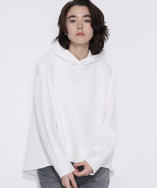 COMME CA PLATINUM / コムサ・プラチナ パーカー | 〔 +サイズ 〕ソフトストレッチダンボールニット フーディー（01:ホワイト）
