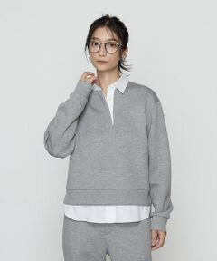 COMME CA PLATINUM / コムサ・プラチナ カットソー | 〔 +サイズ 〕レーヨンミックスダンボール プルオーバー