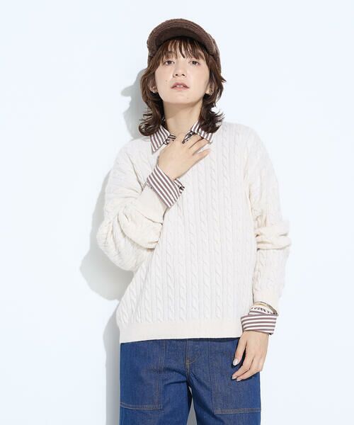 COMME CA PLATINUM / コムサ・プラチナ ニット・セーター | 〔 +サイズ 〕ケーブル編 ニットプルオーバー | 詳細5