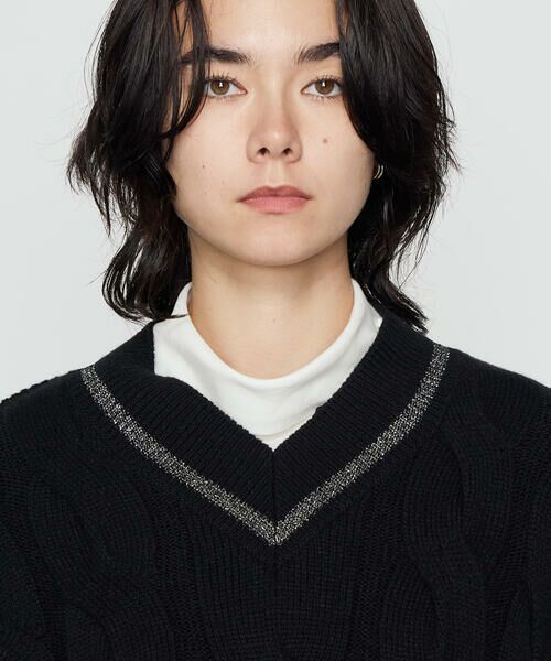 COMME CA PLATINUM / コムサ・プラチナ ロング・マキシ丈ワンピース | ケーブルニットベスト付き ワンピース | 詳細22