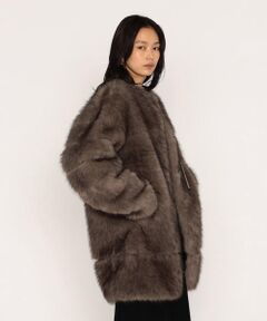 COMME CA PLATINUM / コムサ・プラチナ その他アウター | フェイクファー ノーカラーミドルレングスコート