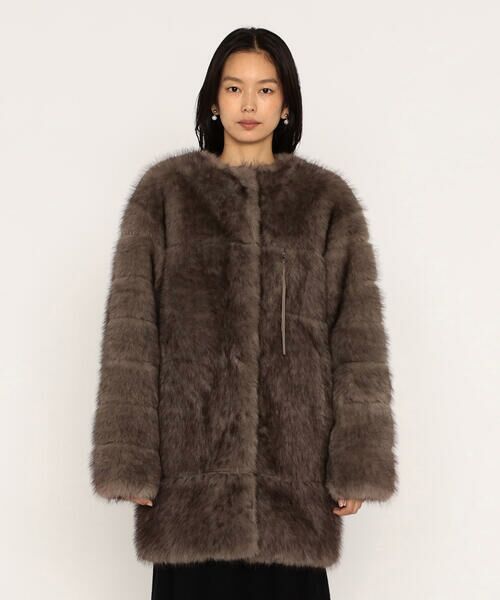 COMME CA PLATINUM / コムサ・プラチナ その他アウター | フェイクファー ノーカラーミドルレングスコート | 詳細6