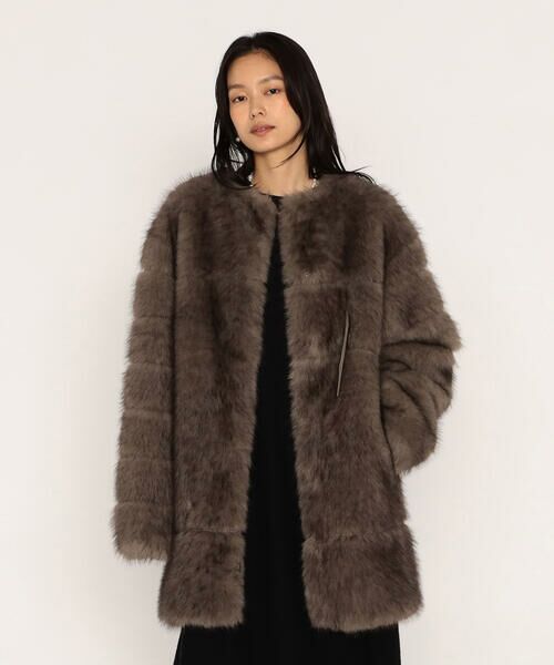COMME CA PLATINUM / コムサ・プラチナ その他アウター | フェイクファー ノーカラーミドルレングスコート | 詳細5