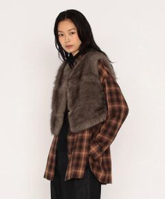 COMME CA PLATINUM / コムサ・プラチナ ベスト | フェイクファー ショートジレ