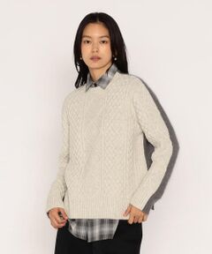 COMME CA PLATINUM / コムサ・プラチナ ニット・セーター | アラン×ラクーンシルクコンビ プルオーバー