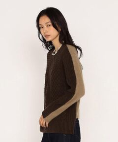 COMME CA PLATINUM / コムサ・プラチナ ニット・セーター | アラン×ラクーンシルクコンビ プルオーバー