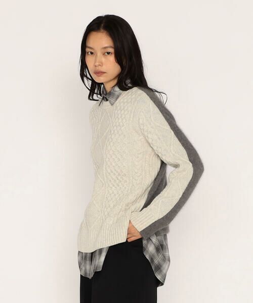 COMME CA PLATINUM / コムサ・プラチナ ニット・セーター | アラン×ラクーンシルクコンビ プルオーバー | 詳細6