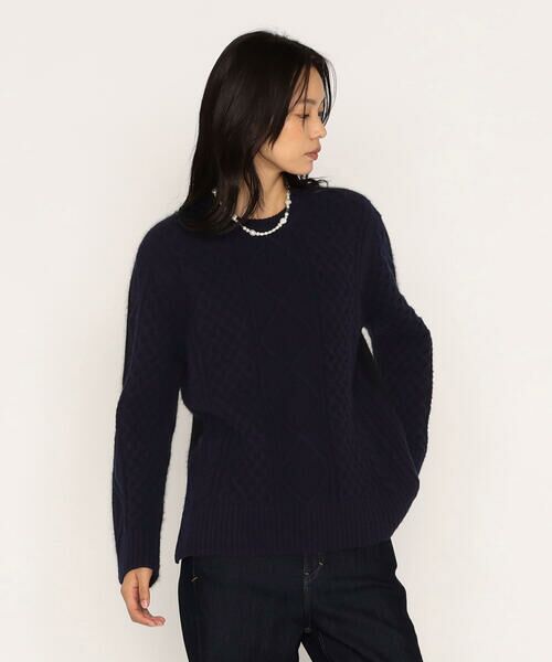 COMME CA PLATINUM / コムサ・プラチナ ニット・セーター | アラン×ラクーンシルクコンビ プルオーバー | 詳細11