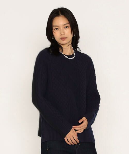 COMME CA PLATINUM / コムサ・プラチナ ニット・セーター | アラン×ラクーンシルクコンビ プルオーバー | 詳細10