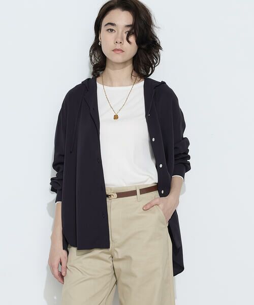 COMME CA PLATINUM / コムサ・プラチナ シャツ・ブラウス | 〔 +サイズ 〕レーヨンツイル フーディーブラウス（09:ネイビー）