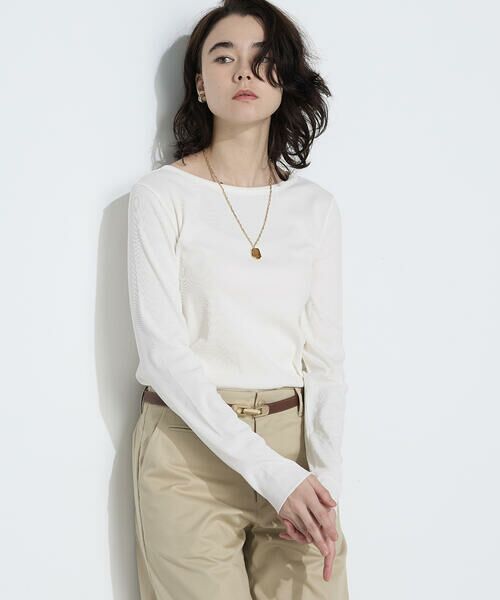 COMME CA PLATINUM / コムサ・プラチナ カットソー | 〔 +サイズ 〕綿キュプラベアテレコ プルオーバー（01:ホワイト）