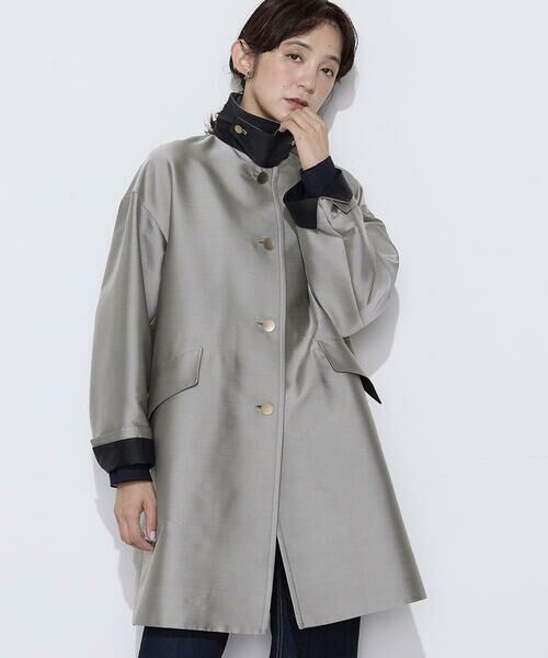 COMME CA PLATINUM / コムサ・プラチナ ステンカラーコート | シルクチェック コンバーチブルステンカラーコート | 詳細17