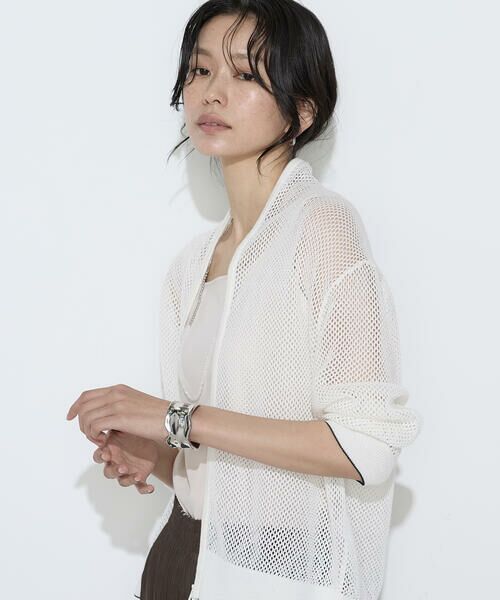 COMME CA PLATINUM / コムサ・プラチナ カーディガン・ボレロ | リネンメッシュ ジップアップカーディガン | 詳細3