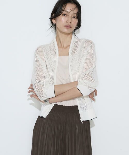 COMME CA PLATINUM / コムサ・プラチナ カーディガン・ボレロ | リネンメッシュ ジップアップカーディガン | 詳細6