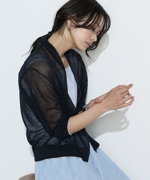 COMME CA PLATINUM / コムサ・プラチナ カーディガン・ボレロ | リネンメッシュ ジップアップカーディガン | 詳細15