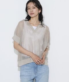 COMME CA PLATINUM / コムサ・プラチナ ニット・セーター | リネンメッシュ スキッパープルオーバー