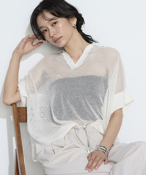 COMME CA PLATINUM / コムサ・プラチナ ニット・セーター | リネンメッシュ スキッパープルオーバー | 詳細4