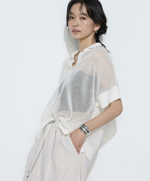 COMME CA PLATINUM / コムサ・プラチナ ニット・セーター | リネンメッシュ スキッパープルオーバー | 詳細5