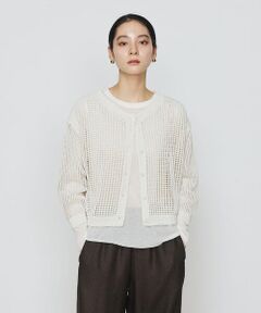 COMME CA PLATINUM / コムサ・プラチナ カーディガン・ボレロ | 和紙×peフリーゼヤーン スクエアメッシュ2WAYカーディガン