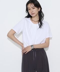 COMME CA PLATINUM / コムサ・プラチナ Tシャツ | コットン強撚ポンチ ドレープタックシャツ