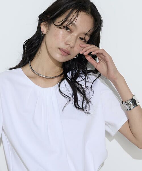 COMME CA PLATINUM / コムサ・プラチナ Tシャツ | コットン強撚ポンチ ドレープタックシャツ | 詳細1