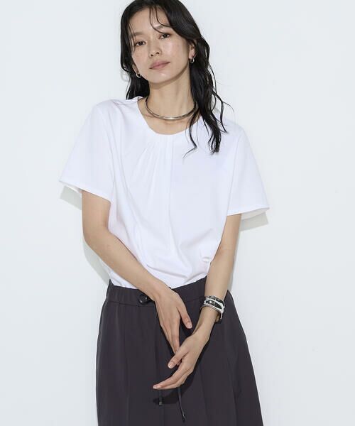 COMME CA PLATINUM / コムサ・プラチナ Tシャツ | コットン強撚ポンチ ドレープタックシャツ | 詳細4