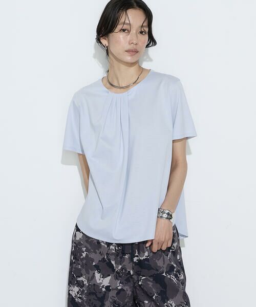 COMME CA PLATINUM / コムサ・プラチナ Tシャツ | コットン強撚ポンチ ドレープタックシャツ（23:サックス）