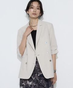 COMME CA PLATINUM / コムサ・プラチナ テーラードジャケット | リネン／トリアセテートストレッチ ダブルブレストジャケット
